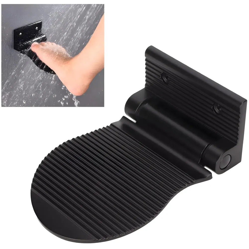 Shower Foot Rest, Shaving Pedestal Foldable Design Aluminium Alloy Screw Installation Shower Leg Shaving Shelf Bathroom Pedal for Shaving Legs Shower Tool