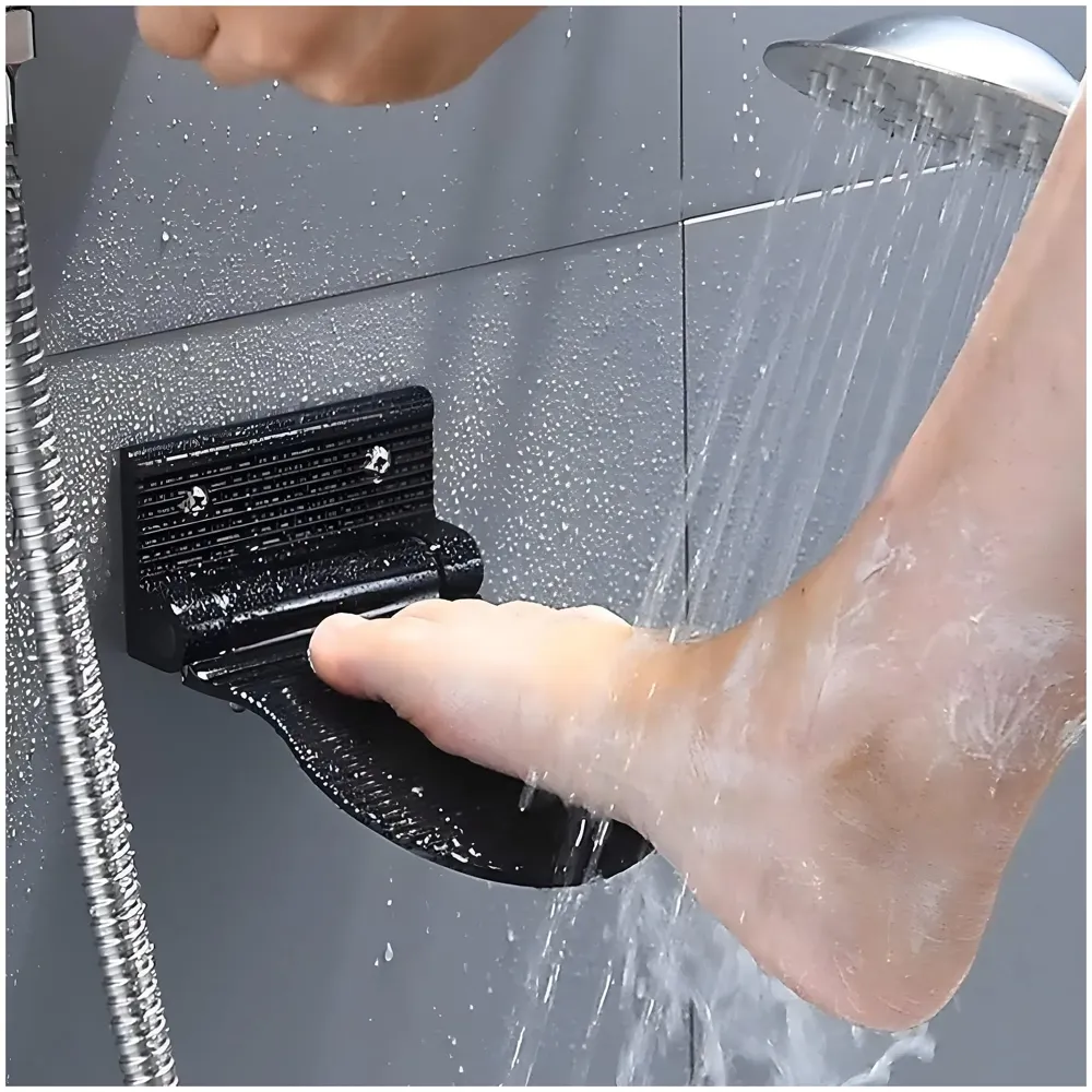 Shower Foot Rest, Shaving Pedestal Foldable Design Aluminium Alloy Screw Installation Shower Leg Shaving Shelf Bathroom Pedal for Shaving Legs Shower Tool