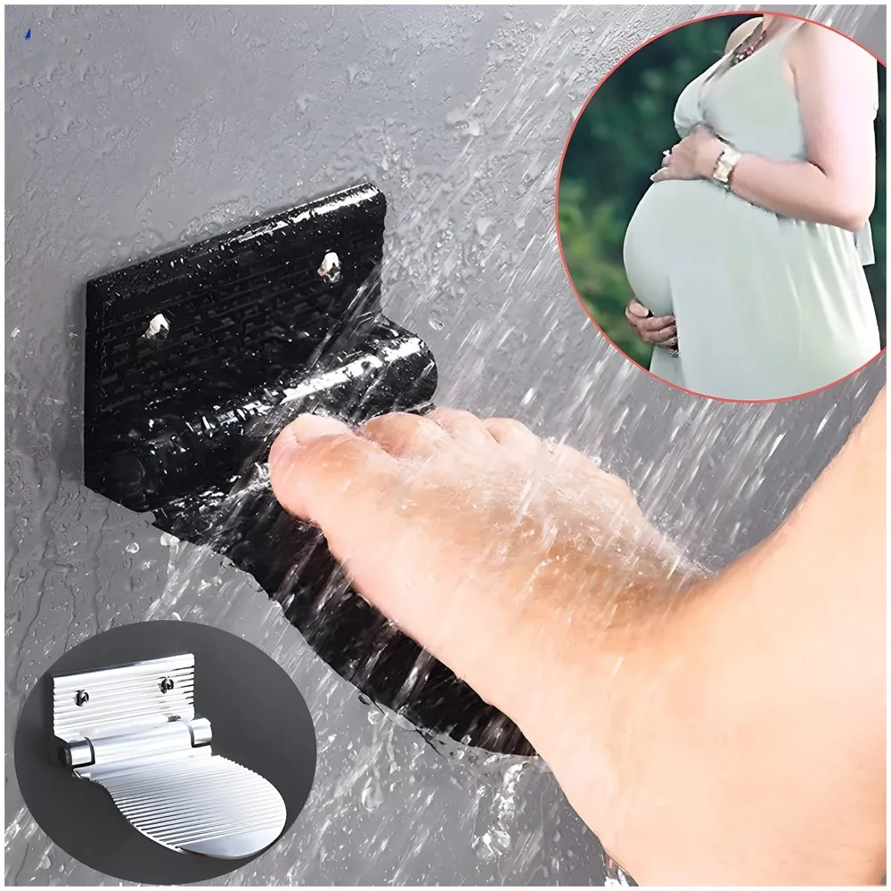 Shower Foot Rest, Shaving Pedestal Foldable Design Aluminium Alloy Screw Installation Shower Leg Shaving Shelf Bathroom Pedal for Shaving Legs Shower Tool