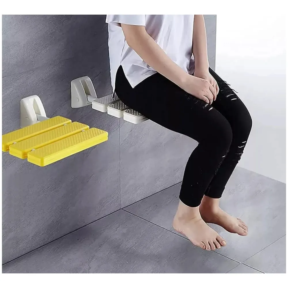 Shower Seat Wall Mounted Bathroom Foldable Stool Non-Slip Folding Shower Seat Stool Bench Wall Bath Seat. - 5