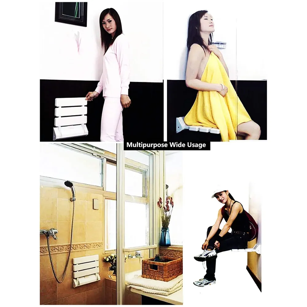 Shower Seat Wall Mounted Bathroom Foldable Stool Non-Slip Folding Shower Seat Stool Bench Wall Bath Seat.