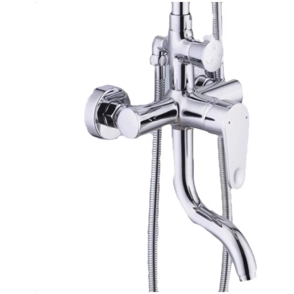 Brass Shower System, 3 in 1 Wall Mixer with 3 Control Setting. Adjustable Height Shower and Hand Shower (Chrome) - 4