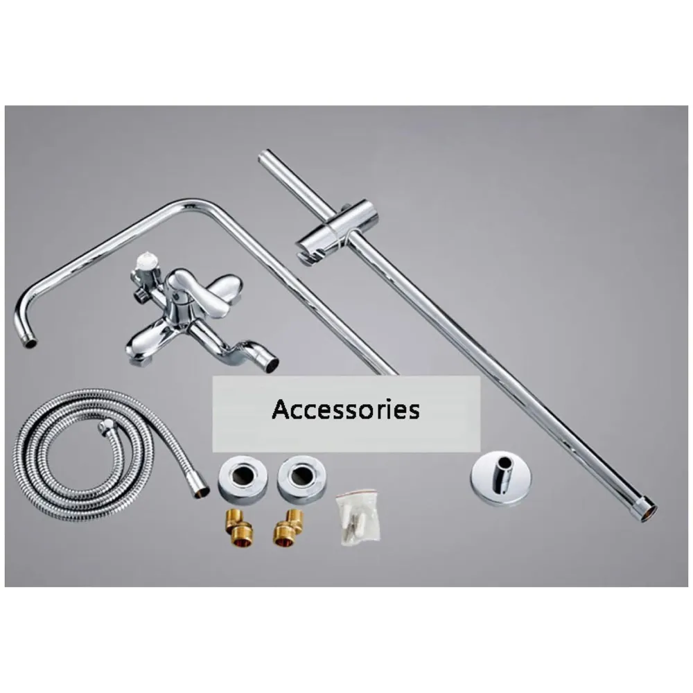 Brass Shower System, 3 in 1 Wall Mixer with 3 Control Setting. Adjustable Height Shower and Hand Shower (Chrome) - 8