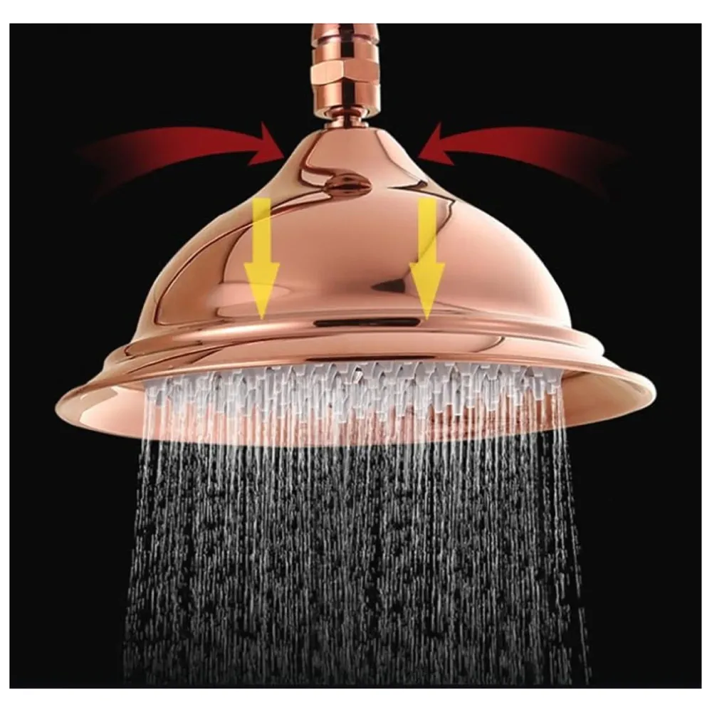 AQUAKART Brass Rose Gold shower system, 3 in 1 wall mixer with adjustable height shower and hand shower, 3 control setting. - 2