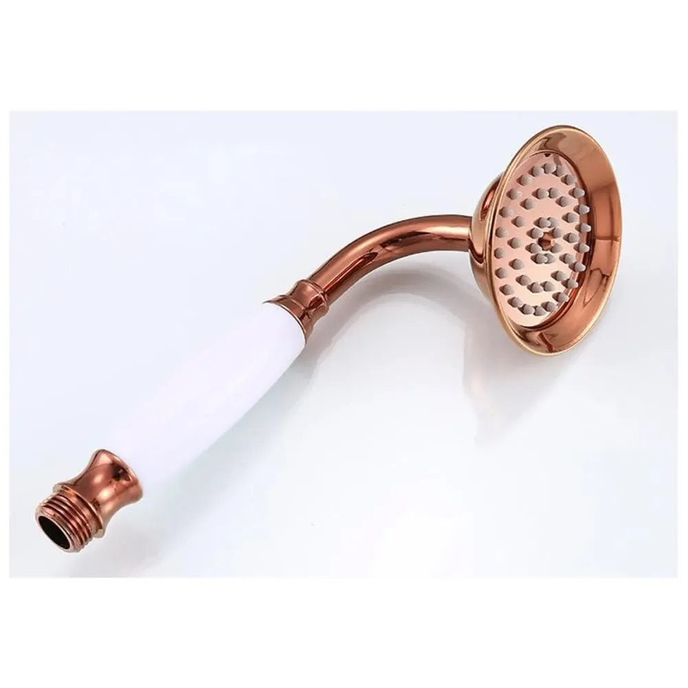 AQUAKART Brass Rose Gold shower system, 3 in 1 wall mixer with adjustable height shower and hand shower, 3 control setting. - 3