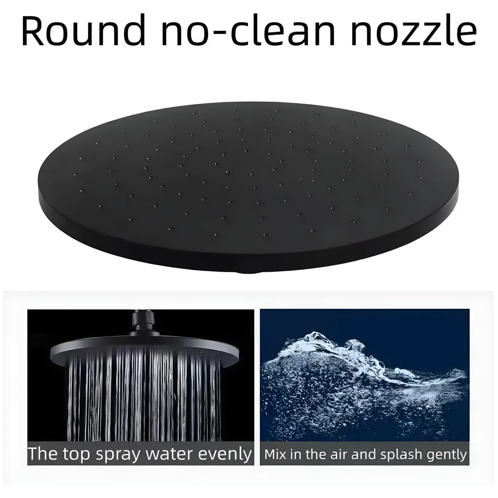 AQUAKART 3 in 1 Black Shower System With Hot And Cold Mixer Shower and Handshower, Adjustable Height, 3 Control Setting, Noir Collection - 9