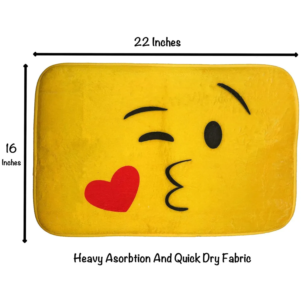 Emoji Bathroom Rug Mat (22X16 Inch),Extra Soft and Absorbent Rugs, Machine Wash/Dry, Floor Mats for Tub, Shower and Bath Room. (Kiss) - 2