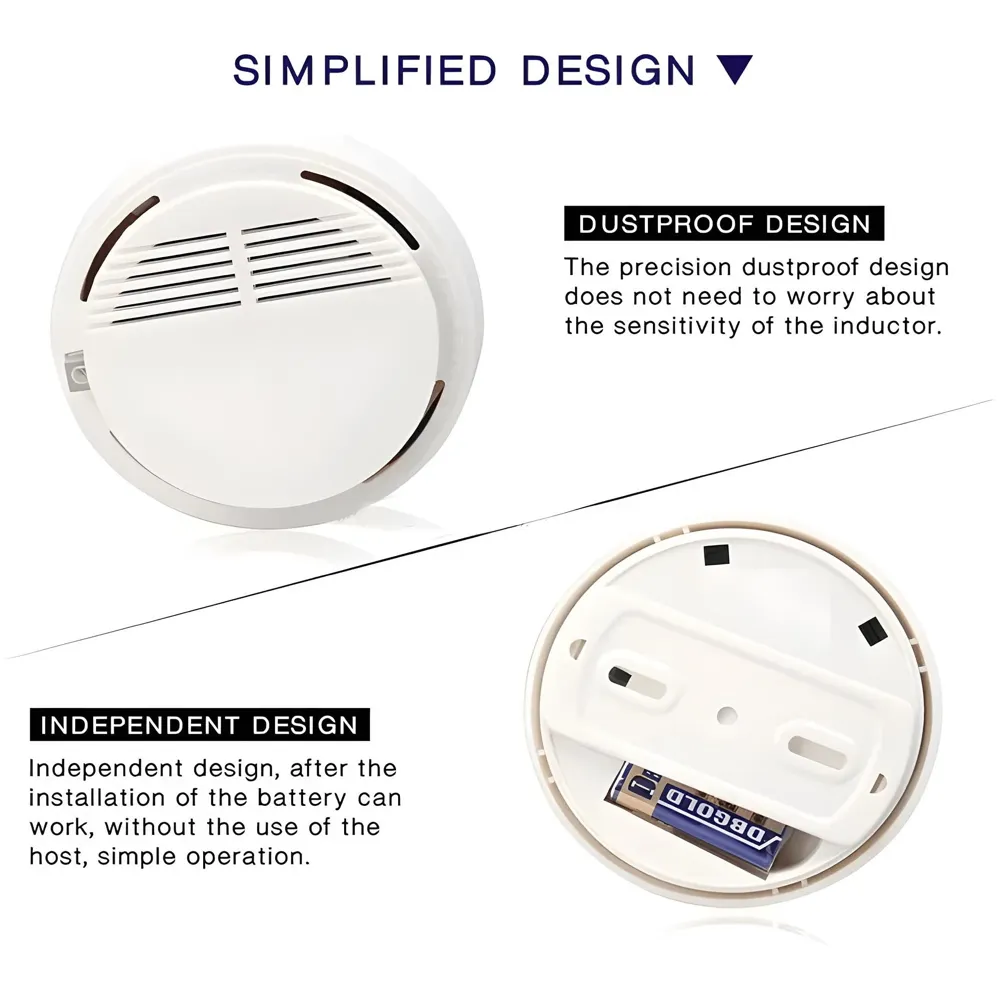 Advanced Smoke Alarm Detector with Audible Alarm, ABS Material, for Office, Home Safety – Easy Installation Ceiling Mount(Battery Not Included).