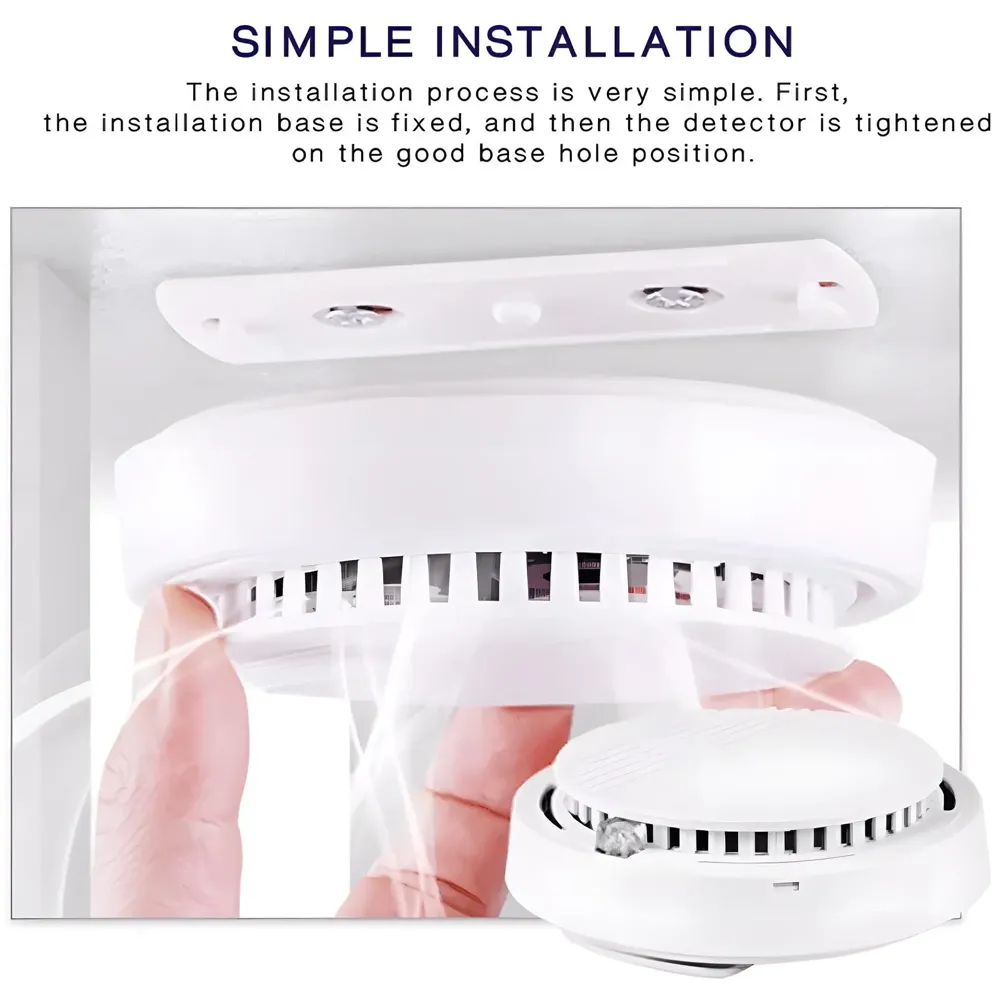 Advanced Smoke Alarm Detector with Audible Alarm, ABS Material, for Office, Home Safety – Easy Installation Ceiling Mount(Battery Not Included).