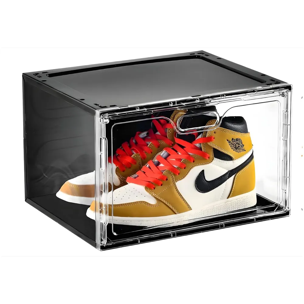 Sneaker Box Transparent From 4 Sides Shoe Boxes Stackable, Large Shoe Storage Organizer 13 X 10 Inch Sneaker Display 1 Piece