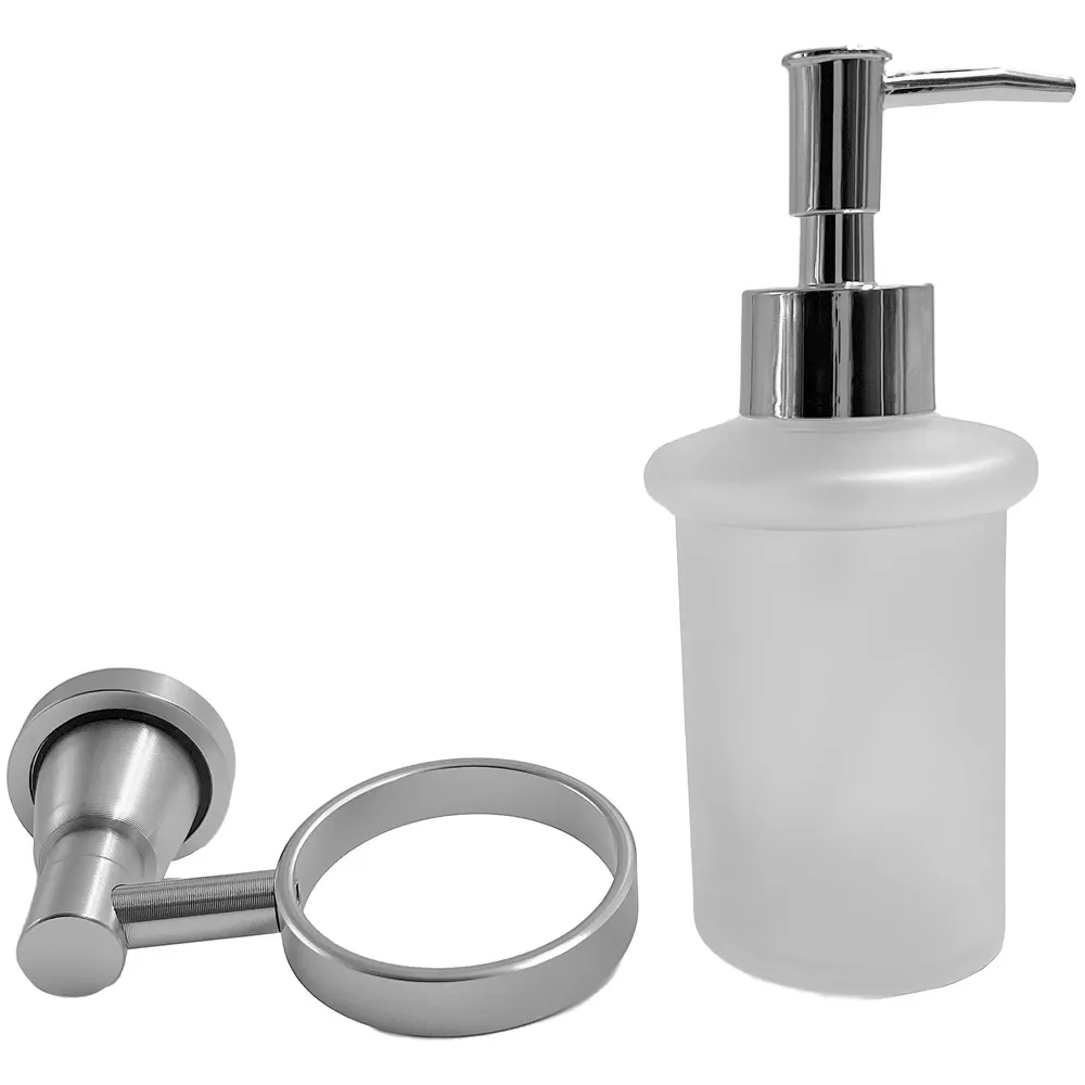 Chrome Liquid Soap Dispenser Wall Mounted Silver Colour Stainless Steel Stand and Glass Liquid Soap Dispenser for Bathroom and Wash Basin Hand wash Dispenser Bathroom Accessories - 2
