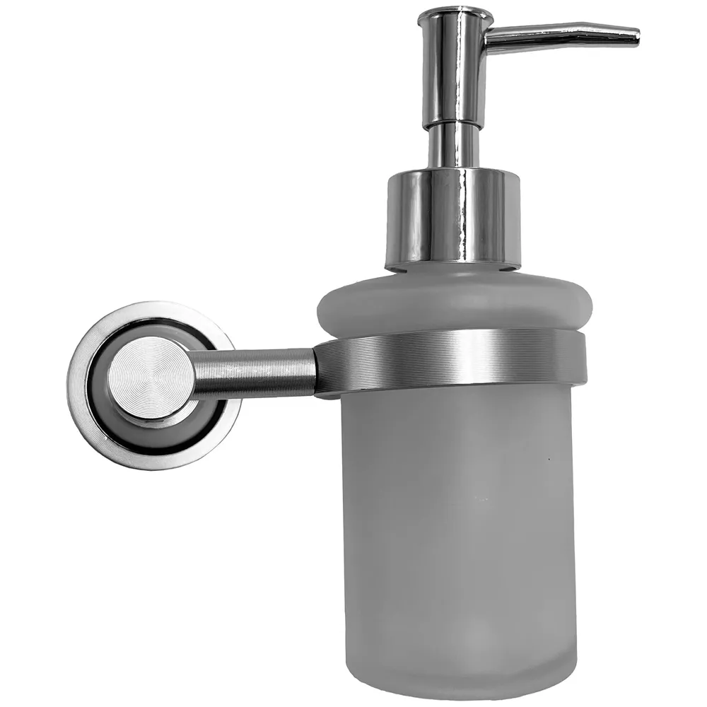 Chrome Liquid Soap Dispenser Wall Mounted Silver Colour Stainless Steel Stand and Glass Liquid Soap Dispenser for Bathroom and Wash Basin Hand wash Dispenser Bathroom Accessories