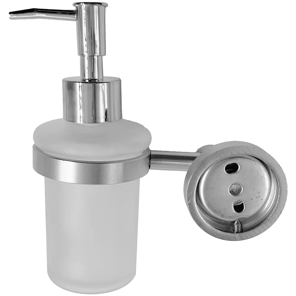 Chrome Liquid Soap Dispenser Wall Mounted Silver Colour Stainless Steel Stand and Glass Liquid Soap Dispenser for Bathroom and Wash Basin Hand wash Dispenser Bathroom Accessories