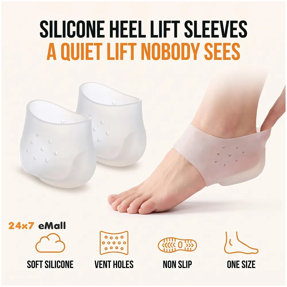 Height Increase Invisible Socks Heel Pads Silicone Gel Lift Insoles protector In Socks Breathable Insoles (3cm)