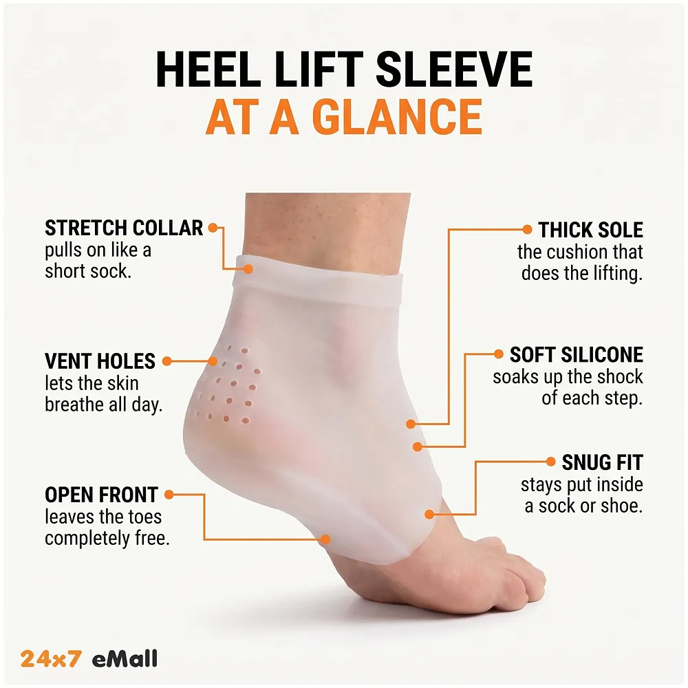 Height Increase Invisible Socks Heel Pads Silicone Gel Lift Insoles protector In Socks Breathable Insoles (3cm)