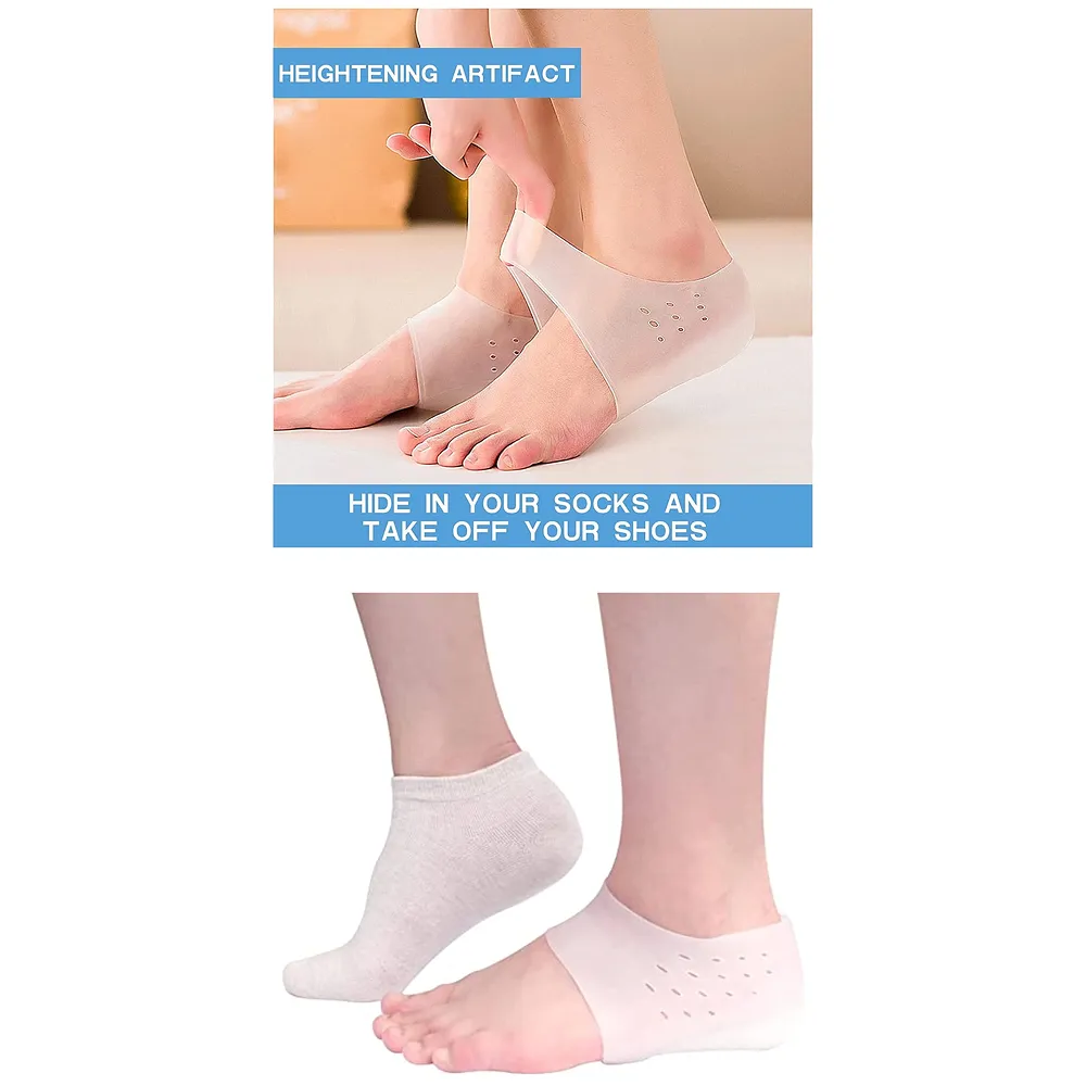 Height Increase Invisible Socks Heel Pads Silicone Gel Lift Insoles protector In Socks Breathable Insoles (3cm)