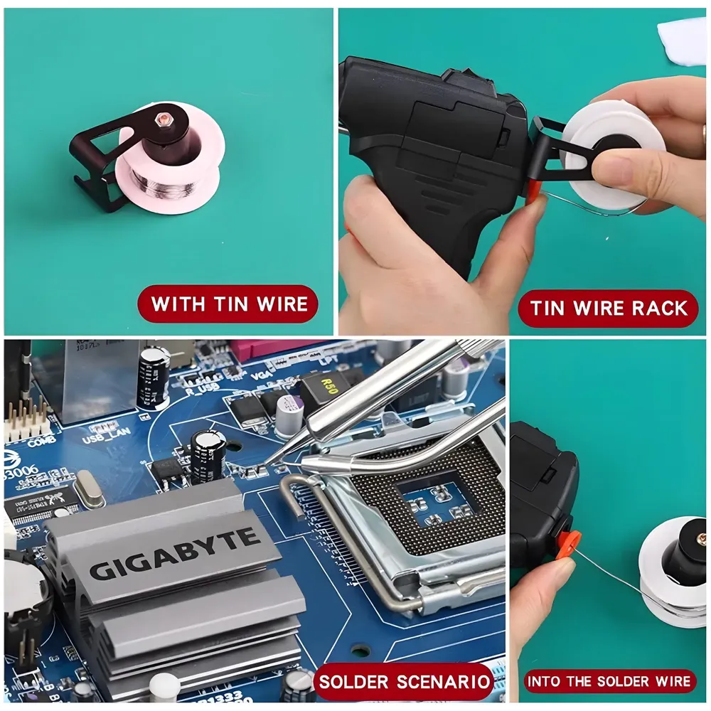 Soldering Gun Pro 40-80W Automatic Hand-held Solder Iron Kit Welding Tool, With Wire, De-soldering Pump, Tweezers And Holder with Sponge for Circuit Board, Professional Electronic Repair - 5