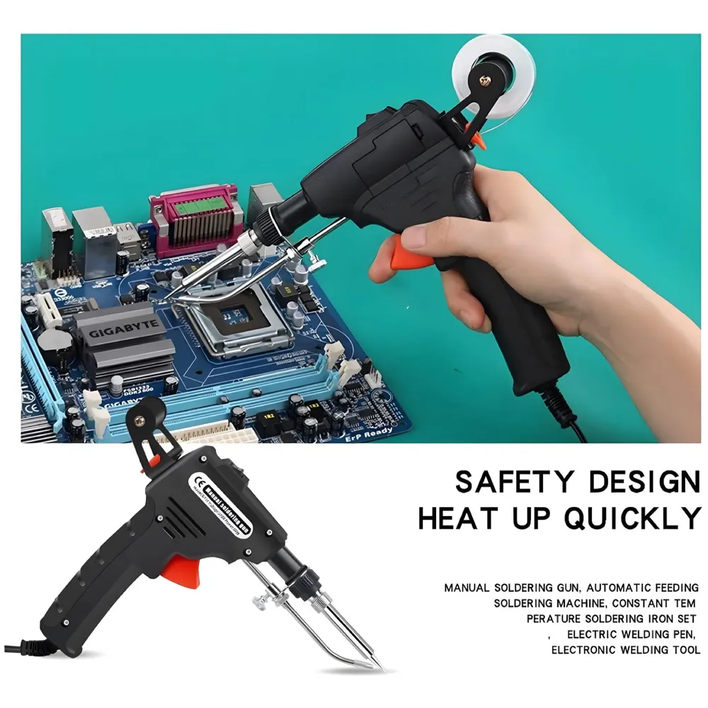 Soldering Gun Pro 40-80W Automatic Hand-held Solder Iron Kit Welding Tool, With Wire, De-soldering Pump, Tweezers And Holder with Sponge for Circuit Board, Professional Electronic Repair - 8