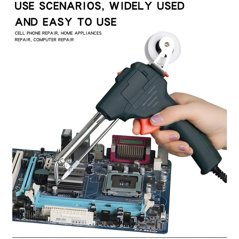 Soldering Gun Pro 40-80W Automatic Hand-held Solder Iron Kit Welding Tool, With Wire, De-soldering Pump, Tweezers And Holder with Sponge for Circuit Board, Professional Electronic Repair - 9