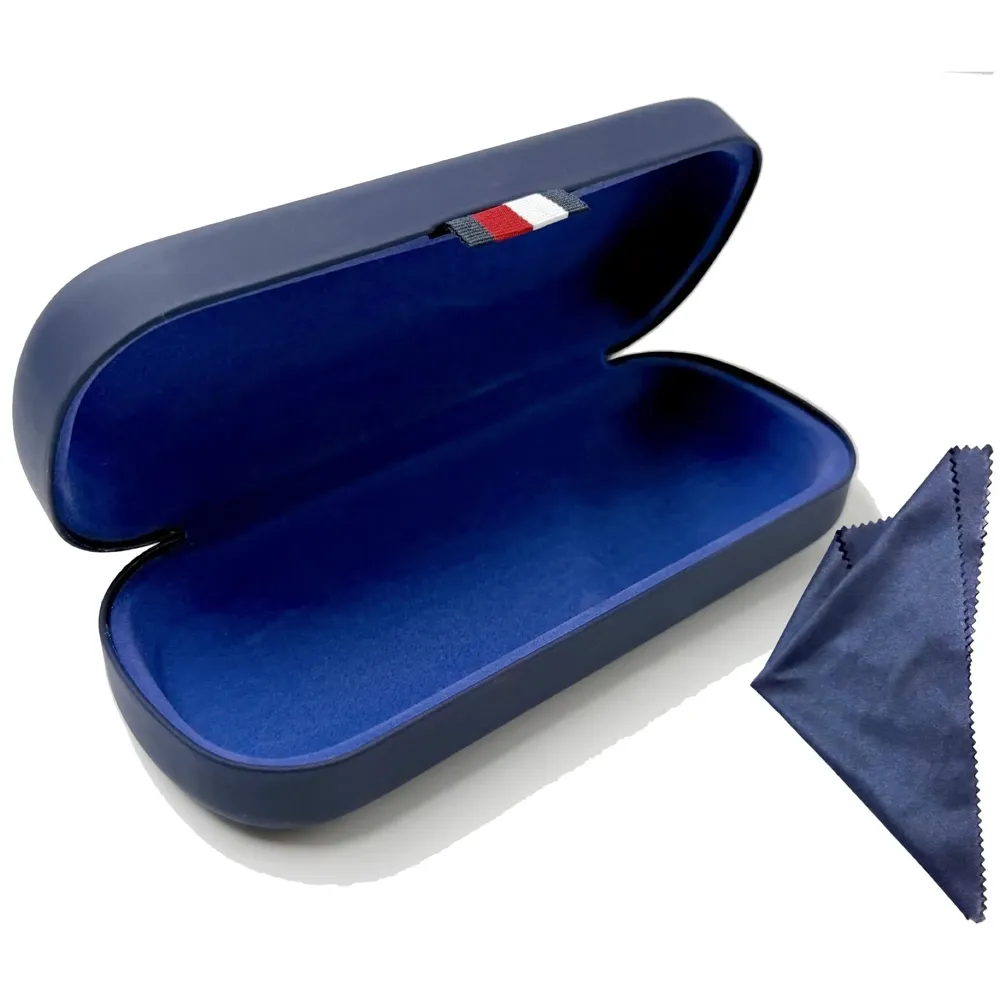 Spectacle Case Hard Box Shell With Cleaning Cloth For Specs And Sunglasses Spacious Interior With Soft Felt Snap To Close Sturdy Rugid Unisex -Blue Colour 6.4 Inch X 2.5 Inch X 1.5 Inch