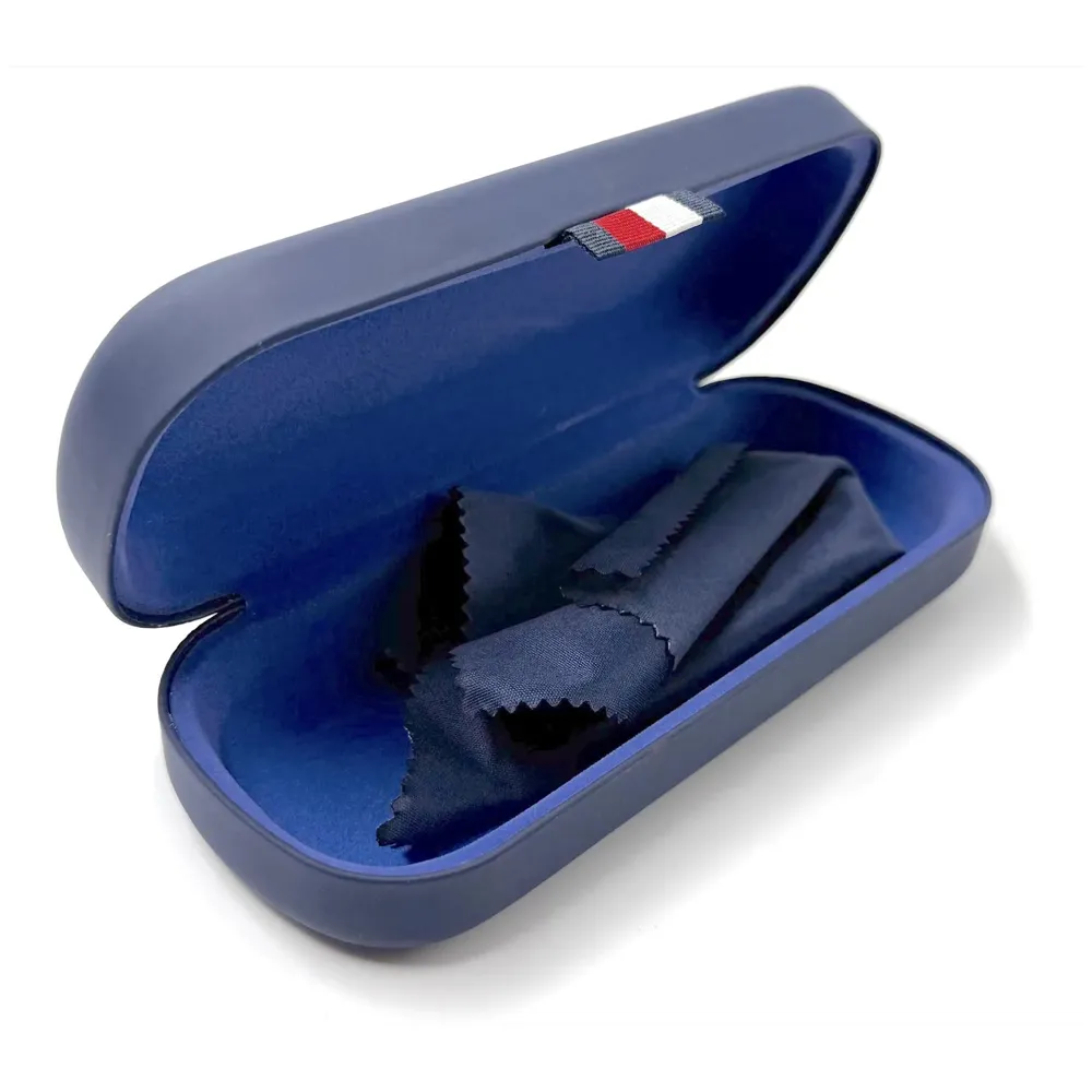 Spectacle Case Hard Box Shell With Cleaning Cloth For Specs And Sunglasses Spacious Interior With Soft Felt Snap To Close Sturdy Rugid Unisex -Blue Colour 6.4 Inch X 2.5 Inch X 1.5 Inch - 6