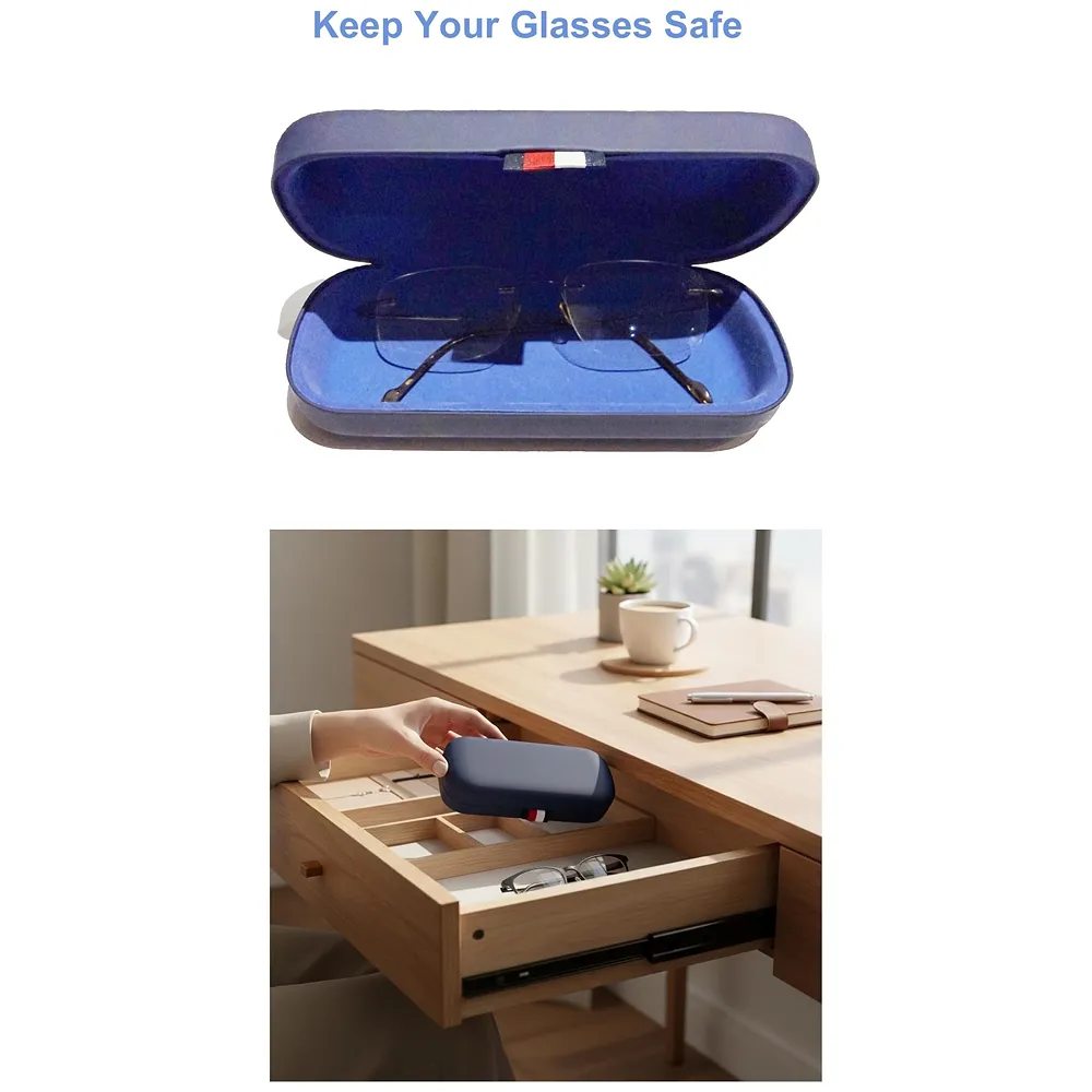 Spectacle Case Hard Shell Box for Specs Sunglasses Blue 6.4in