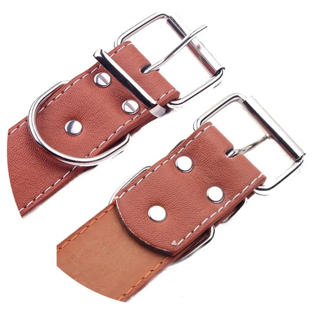 Spiked Dog Collar Brown Adjustable PU Leather Tactical Metal Buckle For 52 cm to 45 Cm Neck Girth Spiked Thorn For Medium And Large Dogs Like Golden Retriever Labrador German Shepard Doberman