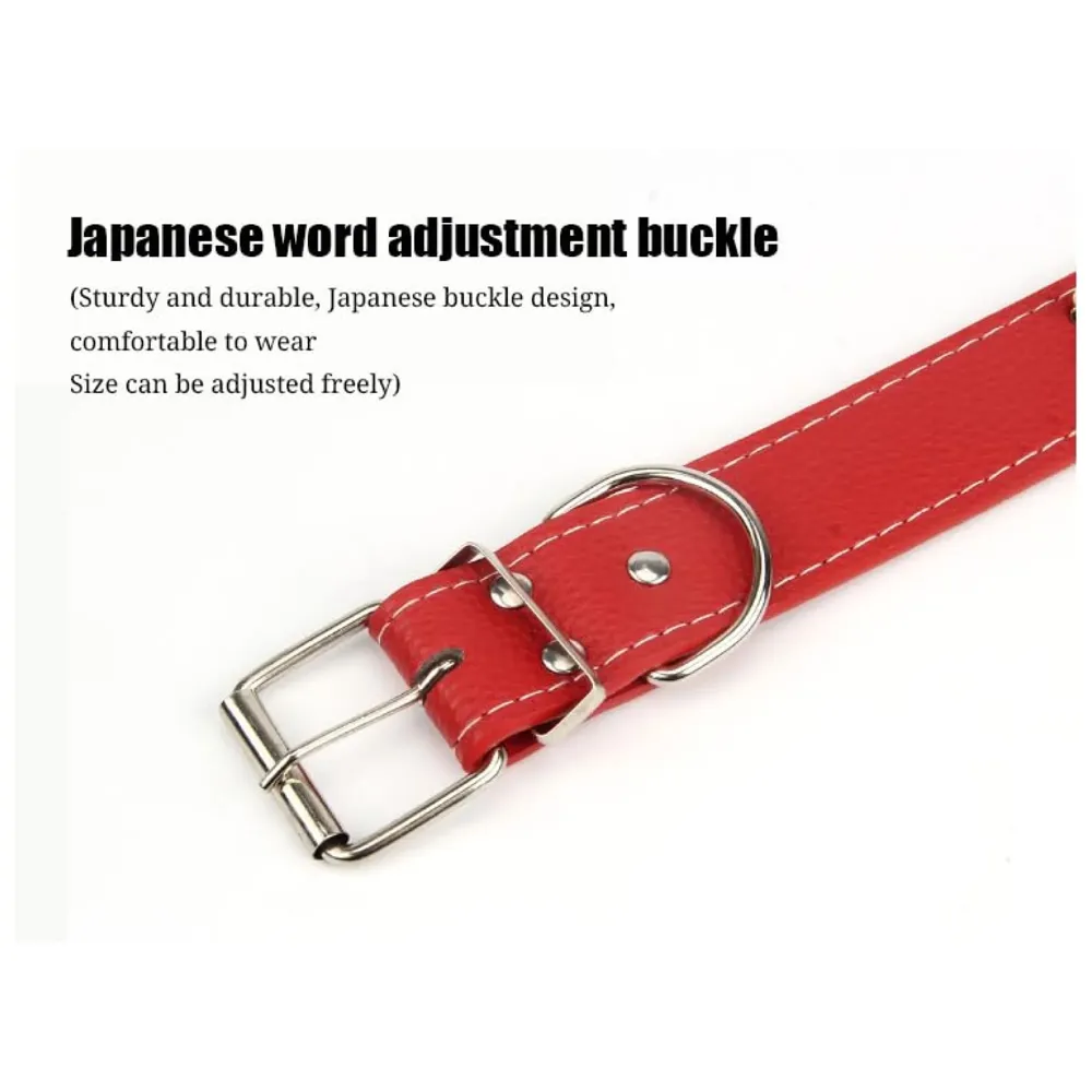 Spiked Dog Collar Red Adjustable PU Leather Tactical Metal Buckle for 52 cm to 45 Cm Neck Girth Spiked Thorn for Medium and Large Dogs Like Golden Retriever Labrador German Shepard Doberman