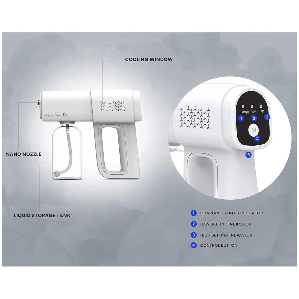 AQUAKART K5 PRO Professional Disinfectant Fogger Machine, Sanitizer Sprayer. for Mosquitoes Inspects and Pests Cordless Handheld Nano Spray Gun – Spray Gun with Blue Light for Touchless Sanitization - 4
