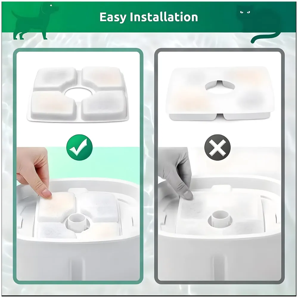 4 Pcs Pet Fountain Replacement Filter, 12.4 cm Square, Universal Fit for All Pet Fountains with Activated Carbon Technology - 4