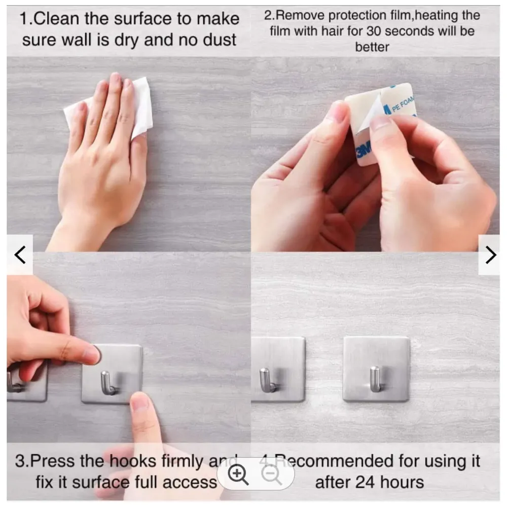 16 Pcs Self-Adhesive Hooks, Heavy Duty Stainless Steel Waterproof Towel Hooks Stick on Hooks Wall Hangers Sticky Hooks for Hanging Bathroom Kitchen Home Clothes Hook (16)