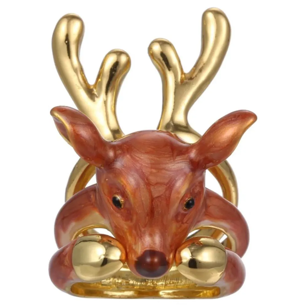 ~ 3 piece ring set ~ animals ring animals jewelry stackable ring trio ring animal gift cutie fashion ~ Adjustable Free Size. (Deer, Free Size) Girls, Metal, Brown Ring