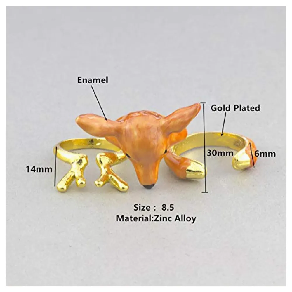 ~ 3 piece ring set ~ animals ring animals jewelry stackable ring trio ring animal gift cutie fashion ~ Adjustable Free Size. (Deer, Free Size) Girls, Metal, Brown Ring - 6