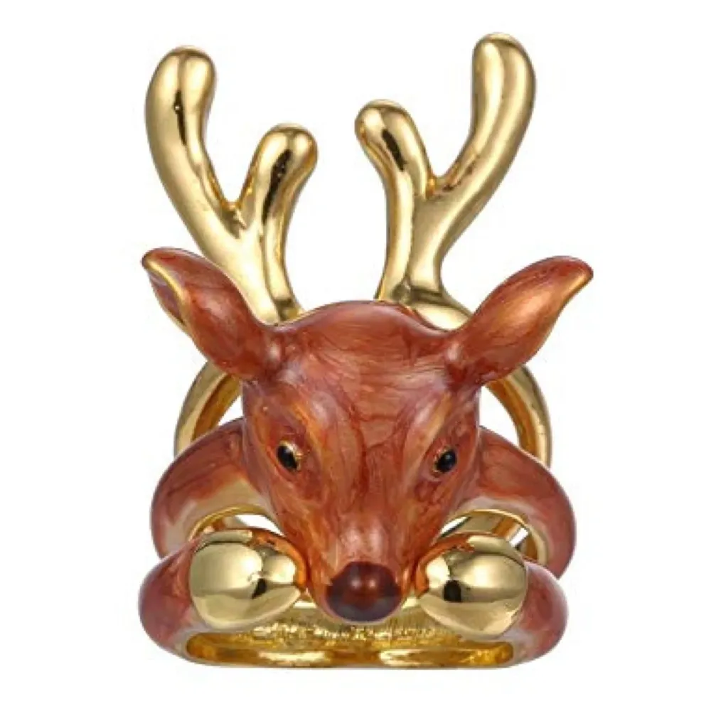 ~ 3 piece ring set ~ animals ring animals jewelry stackable ring trio ring animal gift cutie fashion ~ Adjustable Free Size. (Deer, Free Size) Girls, Metal, Brown Ring - 9