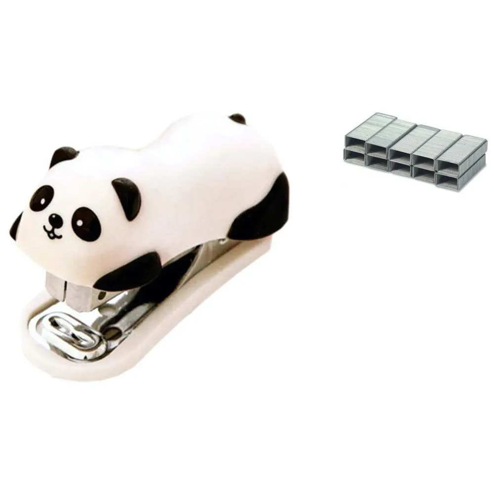 Cute Panda Cartoon Animal Mini Desktop Stapler, Home Stapler with 1000 Staples