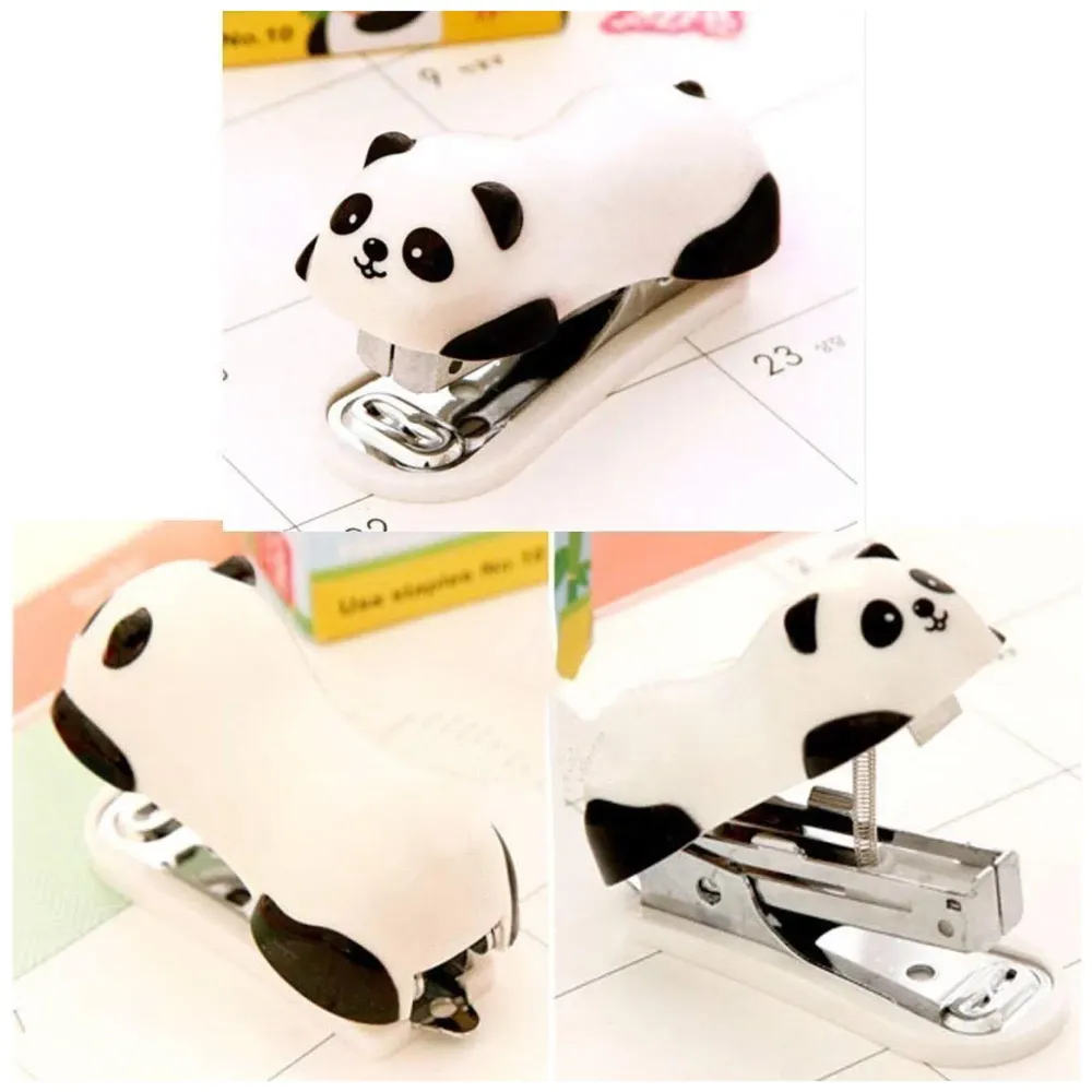 Cute Panda Cartoon Animal Mini Desktop Stapler, Home Stapler with 1000 Staples - 2