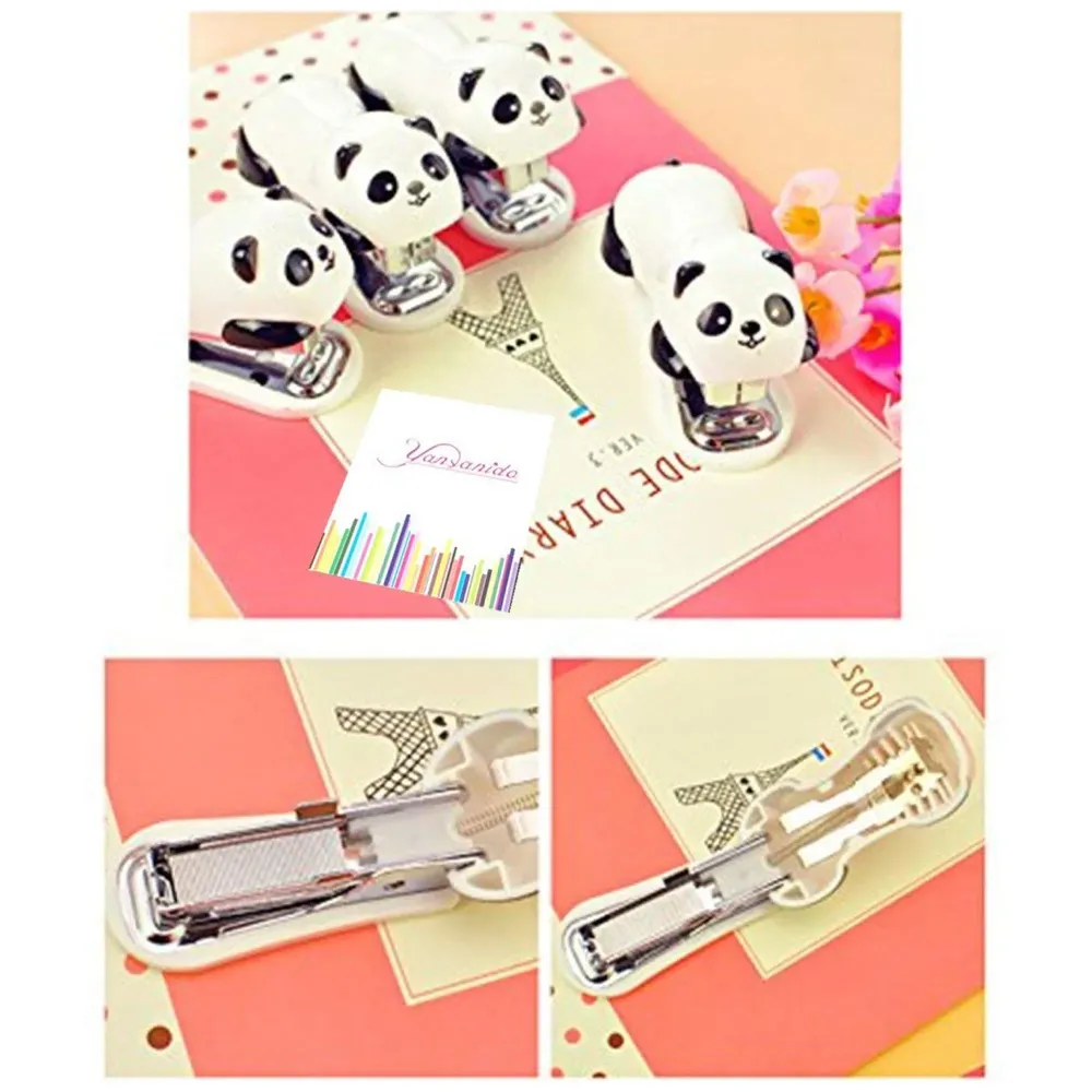Cute Panda Cartoon Animal Mini Desktop Stapler, Home Stapler with 1000 Staples - 3