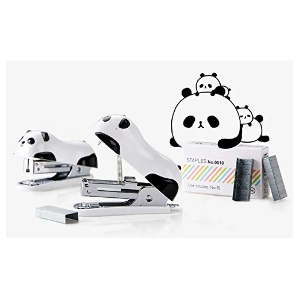 Cute Panda Cartoon Animal Mini Desktop Stapler, Home Stapler with 1000 Staples - 5
