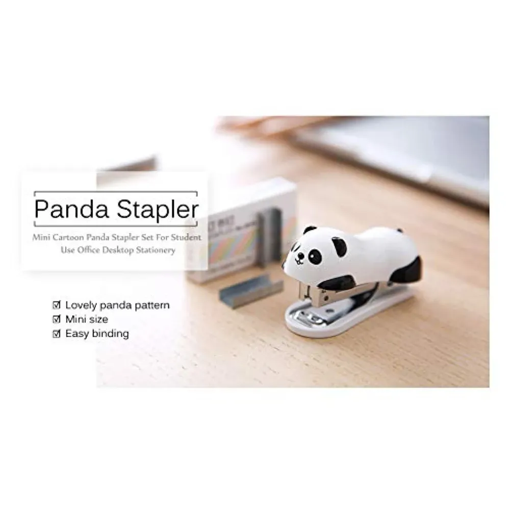 Cute Panda Cartoon Animal Mini Desktop Stapler, Home Stapler with 1000 Staples - 6