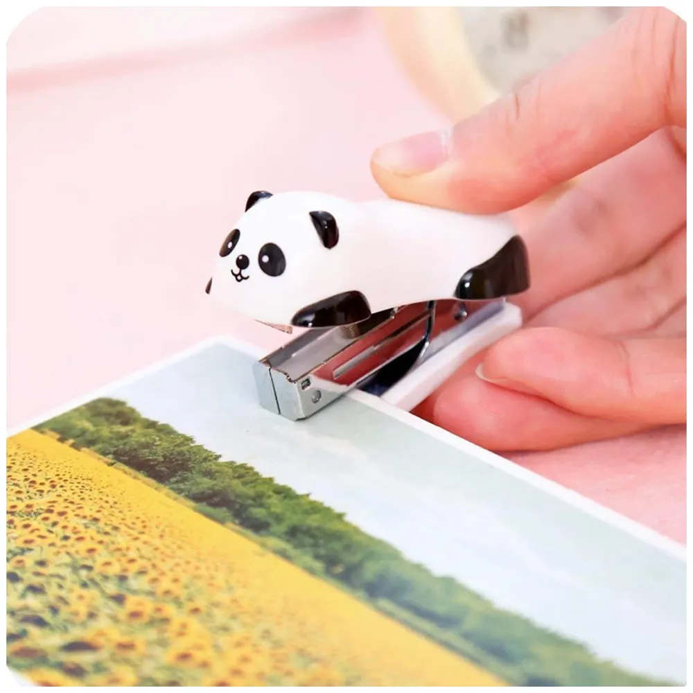 Cute Panda Cartoon Animal Mini Desktop Stapler, Home Stapler with 1000 Staples - 8