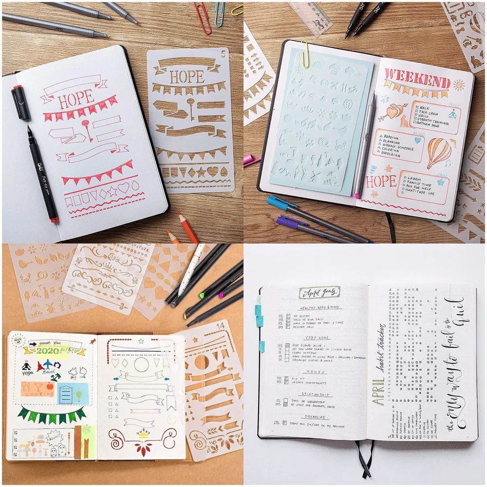 20 PCS Journal Stencil Plastic Planner Set for 4x7-inch Journal, Notebook, Diary, Scrapbook, and DIY Drawing Templates