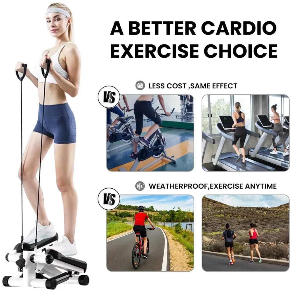 Twist Stepper, Swing Stepper, Leg Climbing, Stair Stepper - Home Workout Equipment with Adjustable, Resistance Bands & LED Monitor, Tone - Buttocks, Legs, Thighs, Waist