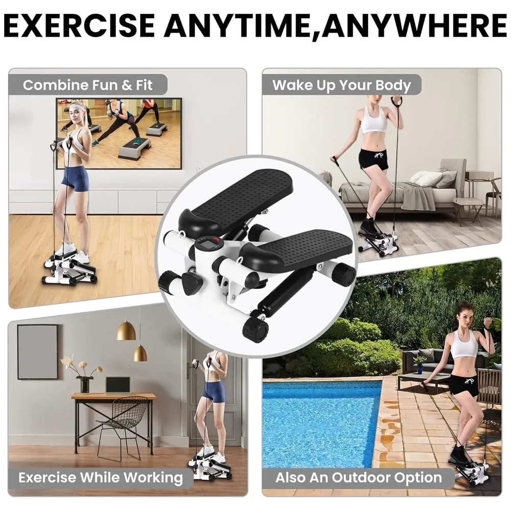 Twist Stepper, Swing Stepper, Leg Climbing, Stair Stepper - Home Workout Equipment with Adjustable, Resistance Bands & LED Monitor, Tone - Buttocks, Legs, Thighs, Waist