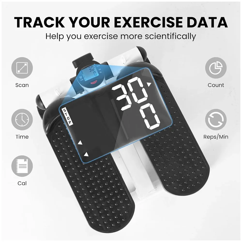 Twist Stepper, Swing Stepper, Leg Climbing, Stair Stepper - Quiet Design, Home Workout Equipment with Adjustable, Resistance Bands & LED Monitor, Tone Your Buttocks, Legs, Thighs, Waist