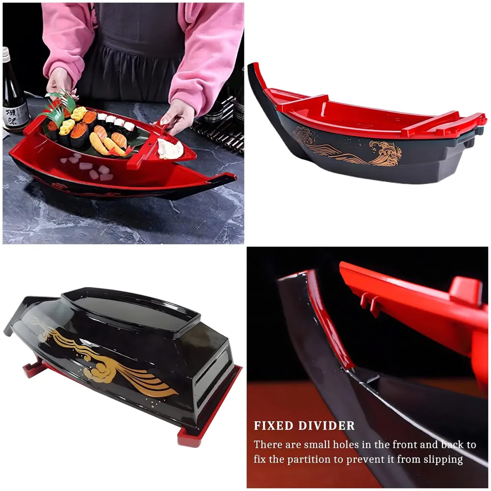 Large Japanese Sashimi Sushi Boat Plate Detachable Serving Tray for Restaurant Home Dining Decorative Dinnerware Party Hosting Display Boat, 50 cm - 2