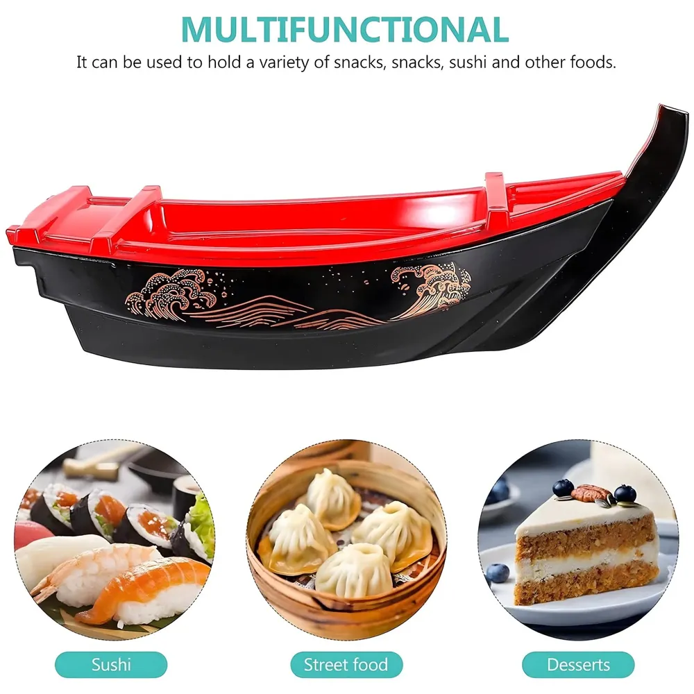 Large Japanese Sashimi Sushi Boat Plate Detachable Serving Tray for Restaurant Home Dining Decorative Dinnerware Party Hosting Display Boat, 50 cm - 3
