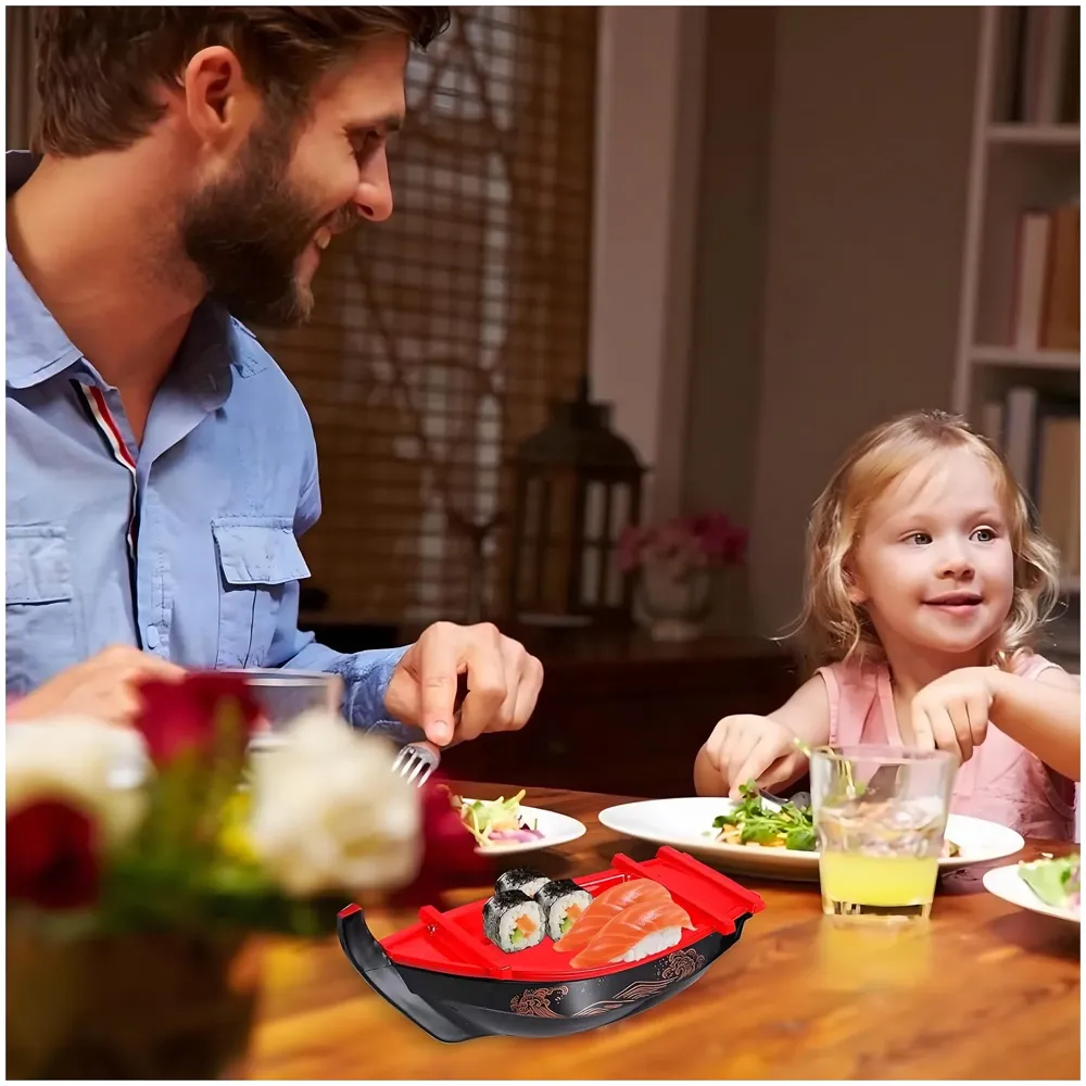 Large Japanese Sashimi Sushi Boat Plate Detachable Serving Tray for Restaurant Home Dining Decorative Dinnerware Party Hosting Display Boat, 50 cm - 4