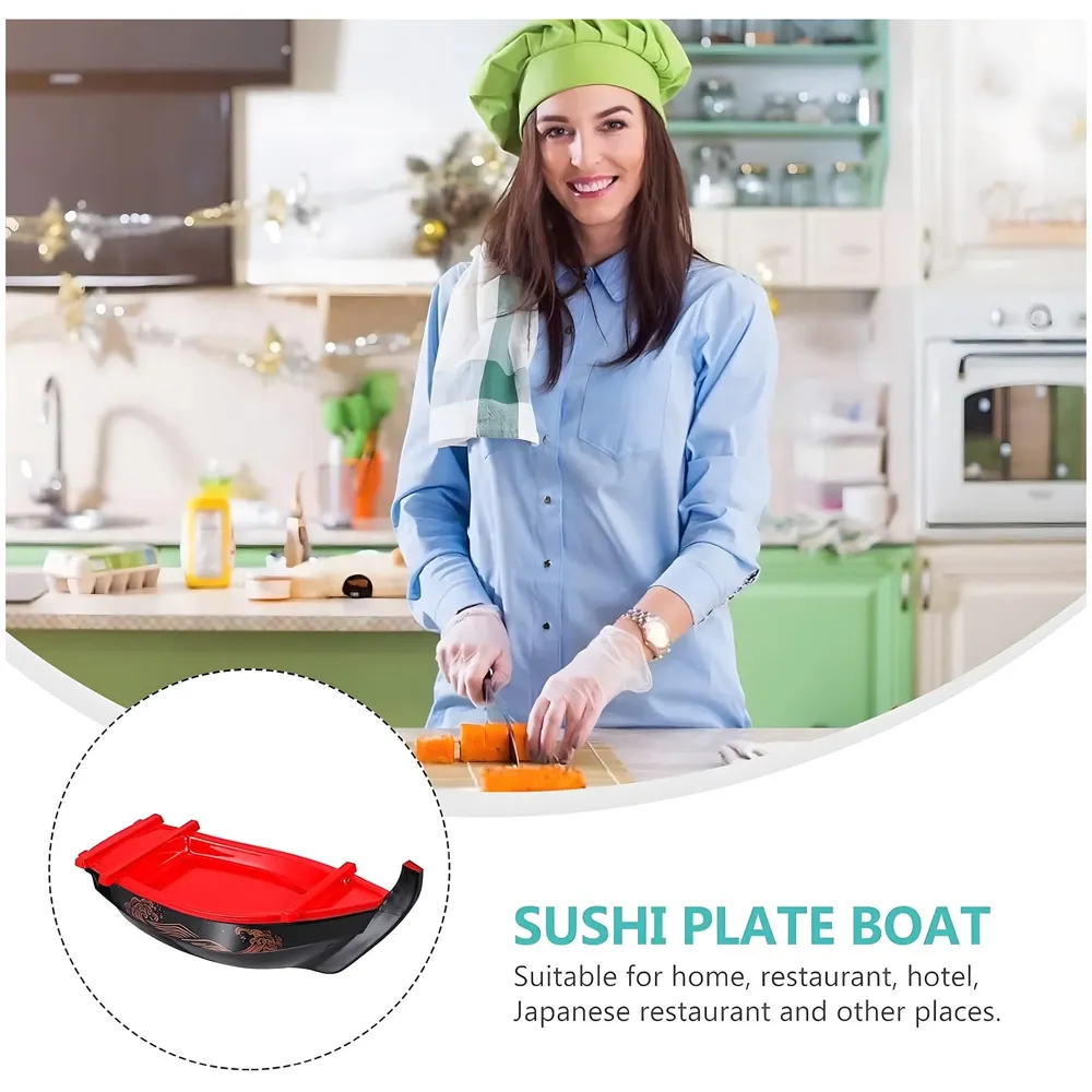 Large Japanese Sashimi Sushi Boat Plate Detachable Serving Tray for Restaurant Home Dining Decorative Dinnerware Party Hosting Display Boat, 50 cm - 5