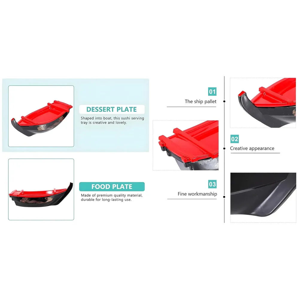 Large Japanese Sashimi Sushi Boat Plate Detachable Serving Tray for Restaurant Home Dining Decorative Dinnerware Party Hosting Display Boat, 50 cm - 6