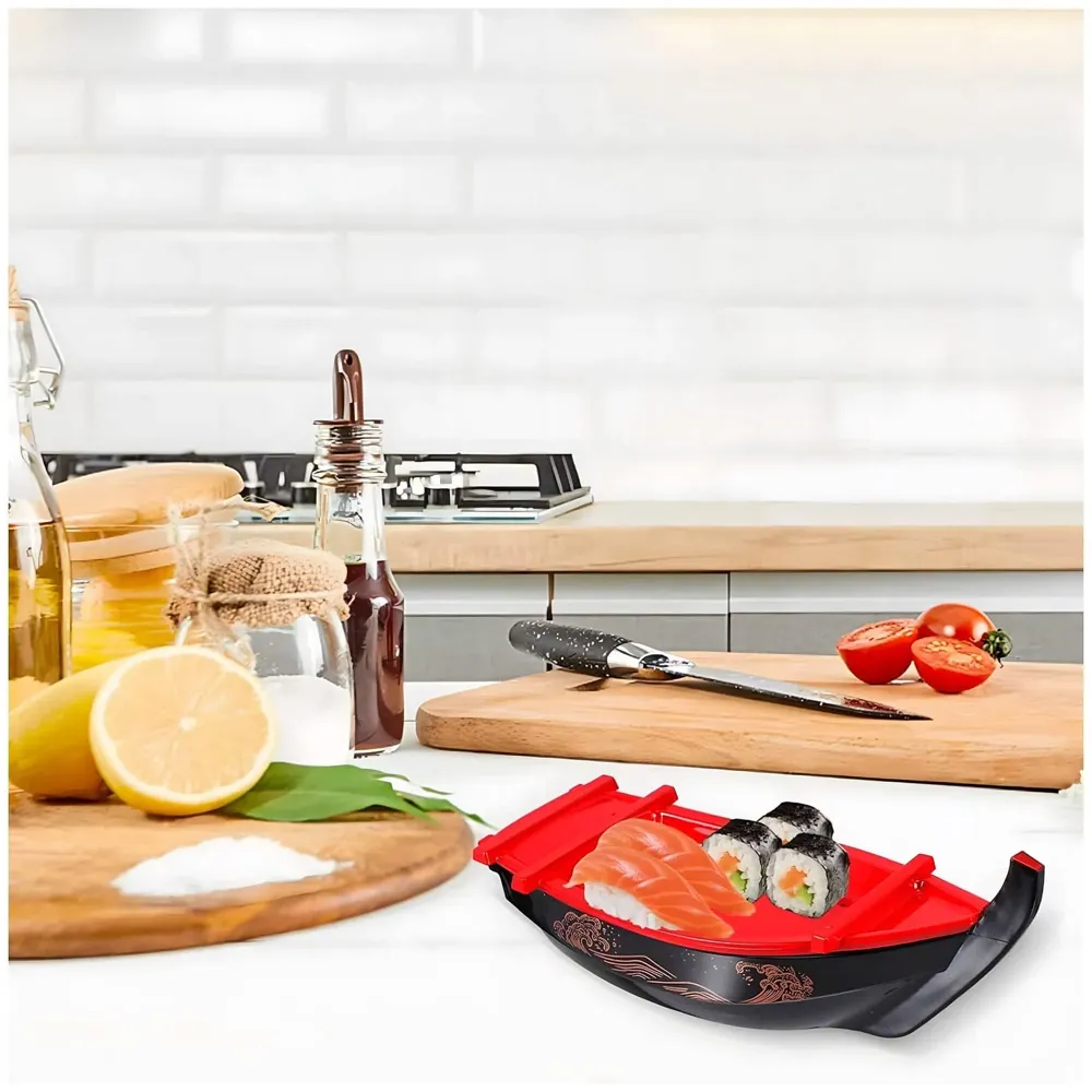 Large Japanese Sashimi Sushi Boat Plate Detachable Serving Tray for Restaurant Home Dining Decorative Dinnerware Party Hosting Display Boat, 50 cm - 7